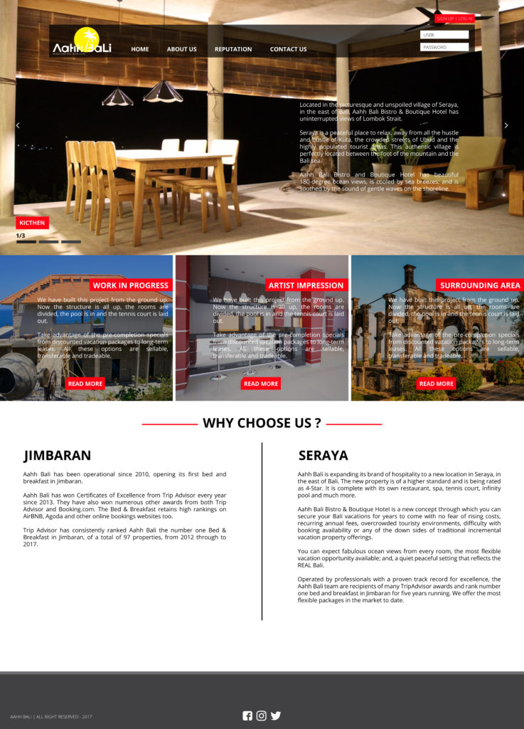 Aahh Bali Seraya, draft website layout