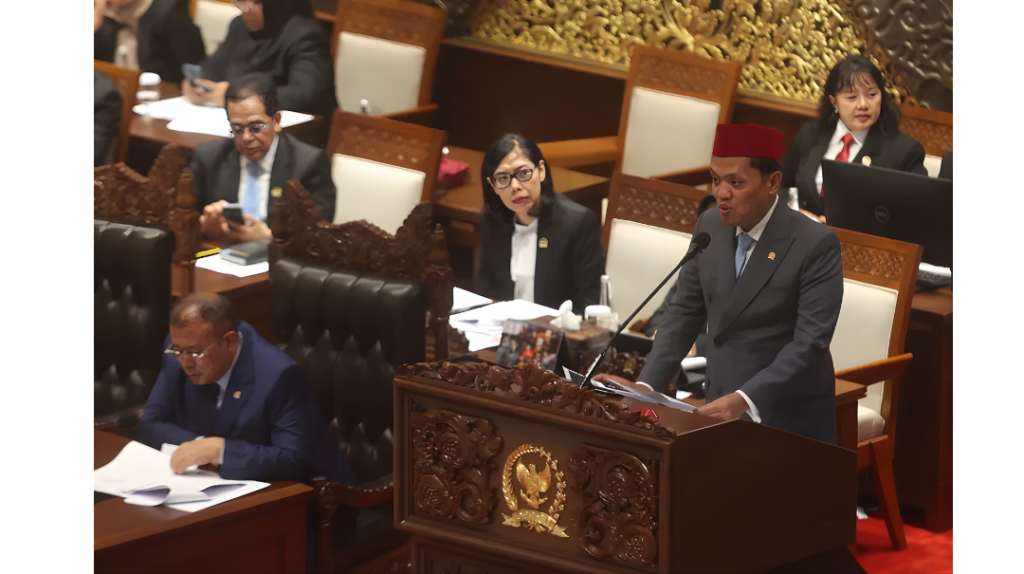 Speaker addressing a plenary session at the Indonesian Parliament in Jakarta