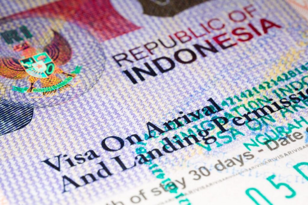 Indonesian Visa on Arrival passport stamp showing 30-day landing permission, Republic of Indonesia