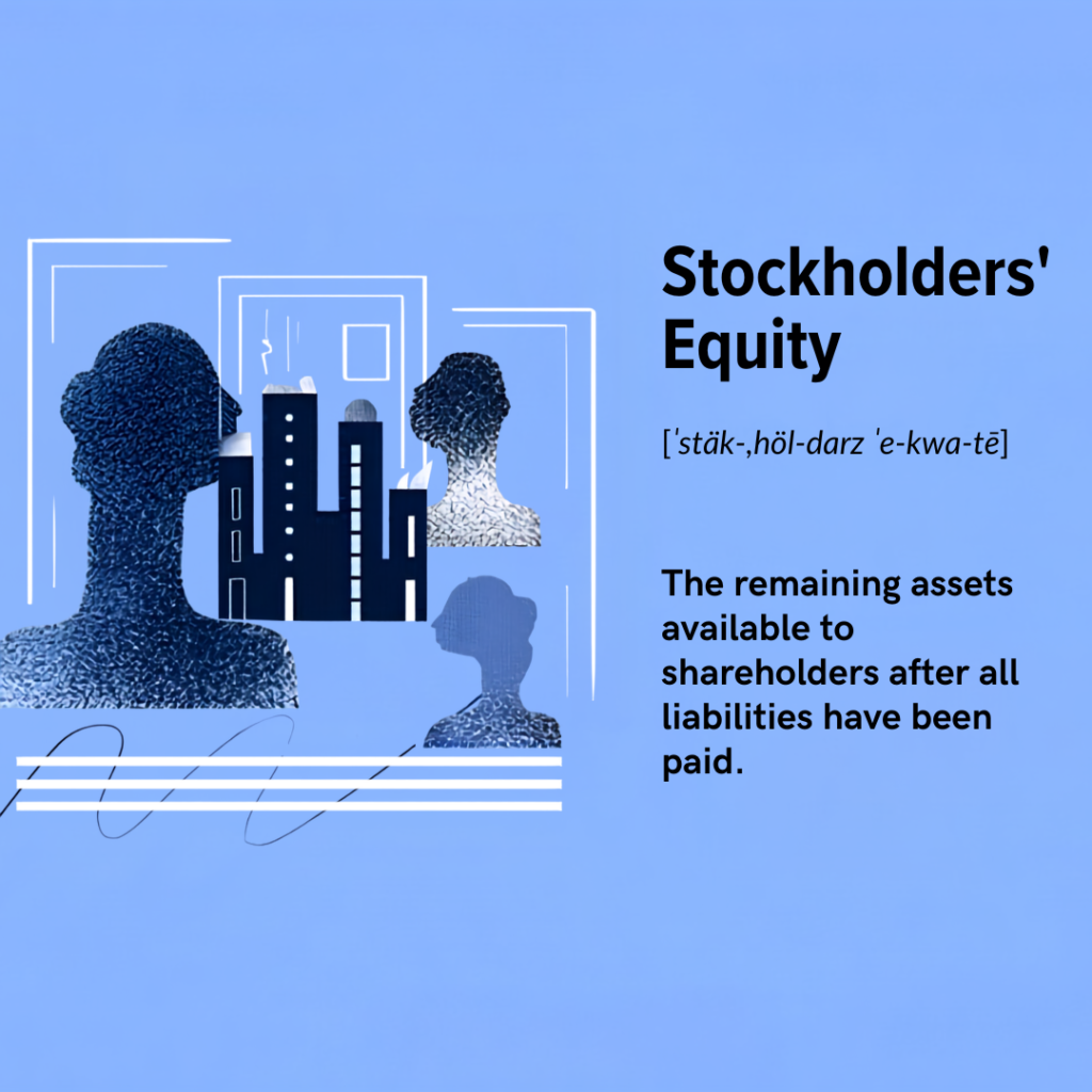 Definition card for stock, a security representing a fraction of the ownership of a company.