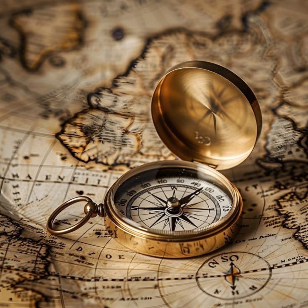 An open brass compass on an antique world map, illustrating the choice to keep capital offshore or bring it onshore