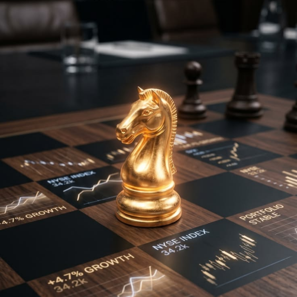 A gold chess knight on a board of market data, illustrating why the headline tax rate is not the decision in a cross-border business structure.